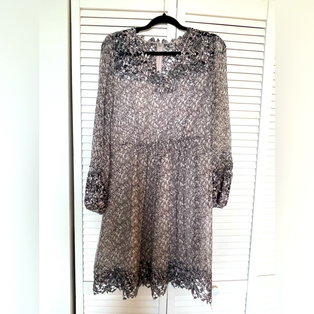 Silk Elie Tahari dress with bell sleeves